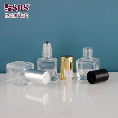 खरीदें 6ml खाली इत्र चौकोर आकार पारदर्शी धातु रोलर बोतल कांच online manufacture