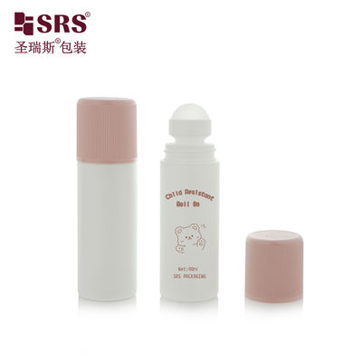 खरीदें RPPD1-90ML Round White Bottle With Colored Ribbed CRC Cap Double Wall High End Roll On Bottle online manufacture