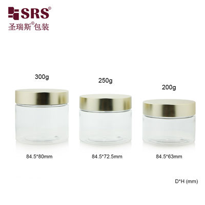 खरीदें PET008 200g 250g 300g Plastic Inject-Blow PET Jar With Screw Cap For Body Scrub Hair Masks Cream online manufacture