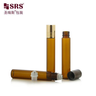 खरीदना 8ml/10ml/15ml एम्बर ट्यूबलर ग्लास रोल-ऑन बोतल एसेंशियल ऑयल परफ्यूम के लिए खाली कॉस्मेटिक रोलर शीशी online manufacture