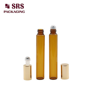 खरीदें 10ml लक्जरी पतली दीवार जेब यात्रा आकार आवश्यक तेल एम्बर ग्लास रोलर बोतल online manufacture