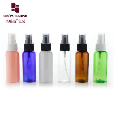 खरीदें 50ML पीईटी प्लास्टिक अनुकूलित रंग खाली शराब गोल स्प्रे बोतल online manufacture