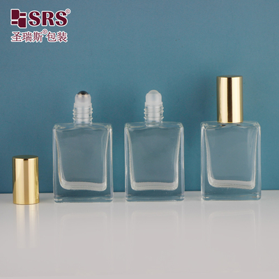 वर्ग आकार मोटी दीवार लक्जरी आवश्यक तेल ग्लास रोल-ऑन नमूना बोतल 15ml