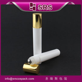 SRS 15ml खाली आंखों की क्रीम पैकेजिंग आपूर्तिकर्ता पर रोल, चमकदार सोने की टोपी के साथ रोल-ऑन बोतल