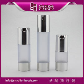 TA021 15ml 30ml 50ml मैट क्लियर बोतल चांदी के कंधे और बेस एयरलेस बोतल के साथ