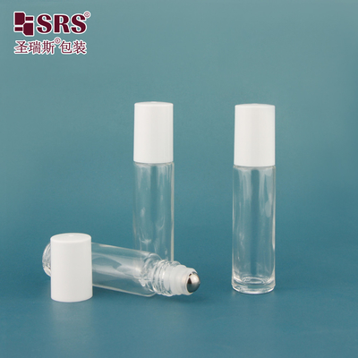 पारदर्शी गोल आकार का ग्लास रोल-ऑन बोतलें होंठ चमक के लिए 10ml रोलर बोतल रोल-ऑन