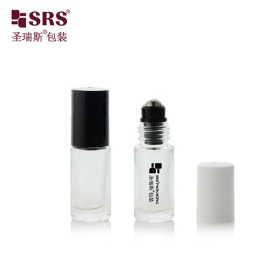 आवश्यक तेलों के लिए एल्यूमीनियम कैप रोलर बोतलों के साथ पारदर्शी 5ml मिनी प्यारा ग्लास रोल पर बोतल