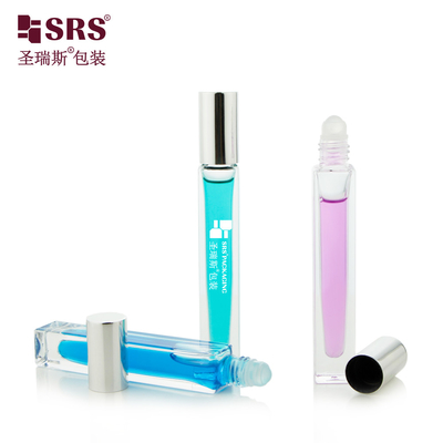 चौकोर रंगीन स्पष्ट इत्र कोई रिसाव मोटी नीचे कांच रोलर बोतल 10ml
