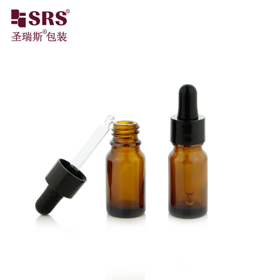 10ml 1/3 औंस खाली स्टॉक फास्ट डिलीवरी ग्लास आवश्यक तेल एम्बर ड्रॉपर बोतल