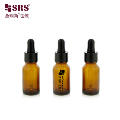 15ml 0.5 औंस खाली एम्बर रंग गोल मोटी दीवार मोल्ड आवश्यक तेल ग्लास बोतल ड्रॉपर