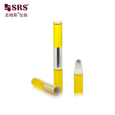 आवश्यक तेल इत्र के लिए स्टील बॉल के साथ SGB2-5ml+5ml पारदर्शी साफ़ डबल एंडेड कांच की बोतल