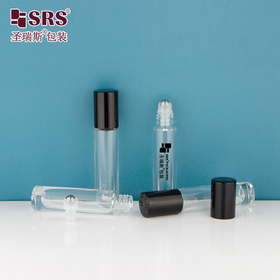 GB1-5ML गंध बोतल आवेदक के लिए मोटी तल लक्जरी पारदर्शी ग्लास रोल-ऑन स्टील गेंद