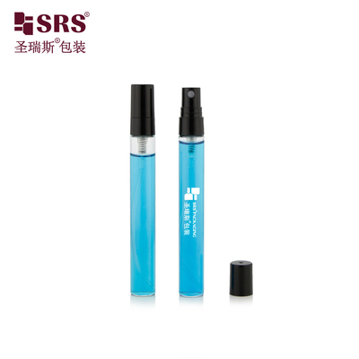 BLPP-10ML 14mm DIA Fine Mist Pocket Size पारदर्शी ट्यूब ग्लास बोतल काले प्लास्टिक स्प्रे पंप के साथ