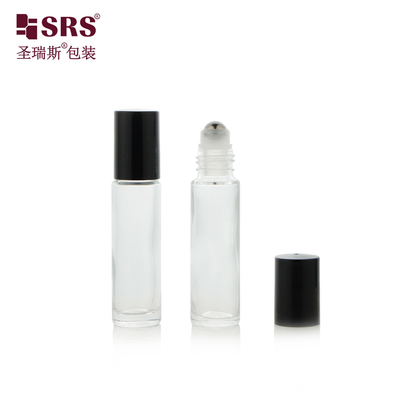 Whosale सुगंध पैकेजिंग 10ml पारदर्शी ग्लास रोलर बॉल रोल बोतल पर वैक्यूम परीक्षण 100% कोई रिसाव स्टील सिर आवेदक मालिश त्वचा देखभाल आवश्यक तेलों के लिए