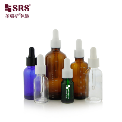 D001 आवश्यक तेल भंडारण समाधान 18/415 5ml 10ml 15ml 20ml 30ml 50ml 100ml आकारों में चमकदार ड्रॉपर के साथ कांच की बोतलें