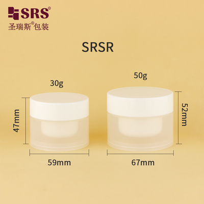 SRSR 30g 50g खाली इंजेक्शन कॉस्मेटिक प्लास्टिक क्रीम जार विनिमेय ठंढ स्पष्ट कंटेनर