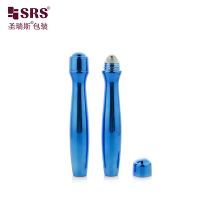 SRS8447-15ML धातुकृत चमकदार नीले रंग प्लास्टिक PETG रोल ऑन बोतल के साथ स्टील बॉल मालिश आवेदक