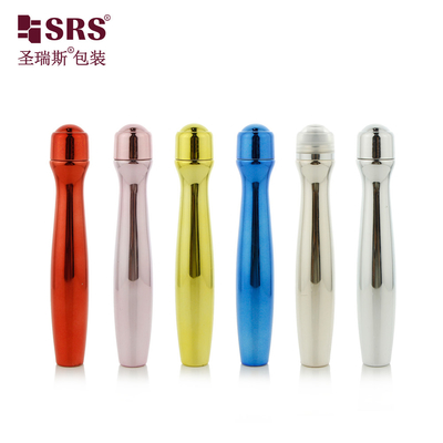 SRS8447-15ML चमकदार धातुकृत PETG प्लास्टिक रोल ऑन बोतल आँख जेल मालिश के लिए कॉस्मेटिक पैकेजिंग
