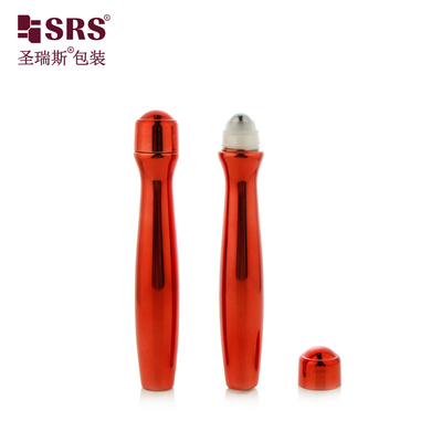 SRS8447-15ML कॉस्मेटिक पैकेजिंग में चिकित्सीय मालिश कार्य के साथ नेत्र जेल के लिए चमकदार धातु PETG रोल ऑन बोतलें