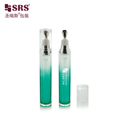 LR001-15ML हाई एंड लक्जरी स्किनकेयर आई जेल एप्लीकेटर मेटल जिंक हेड एक्रिलिक लोशन बोतल कंटेनर ट्यूब