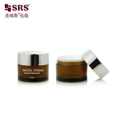 J0210B 30g 50g गोल प्लास्टिक डबल वॉल क्लियर पेंट कस्टम रंग जार कंटेनर चेहरे की क्रीम के लिए