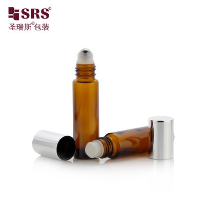 10ml ग्लास रोलर बोतल एम्बर/ क्लियर ग्लास रोल ऑन बोतल आवश्यक तेल और सुगंध के लिए लीक प्रूफ स्टील रोलर बॉल के साथ डिज़ाइन किया गया