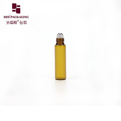Empty 5ml Tubular Glass Roller Bottle Stainless Steel Ball Plastic Cap Mini Cosmetic Oil Vial