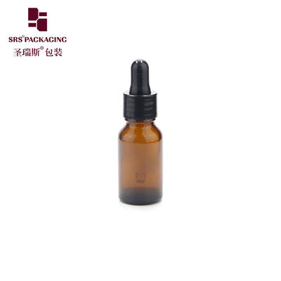 एम्बर रंग का खाली ग्लास त्वचा देखभाल सीरम तेल स्टॉक में 15ml ड्रॉपर बोतल