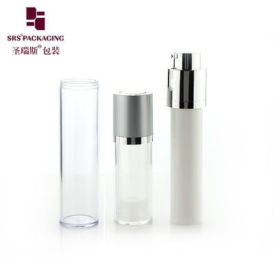 गोल आकार 15ml 30ml 50ml एक्रिलिक खाली हवा रहित लोशन पंप बोतल