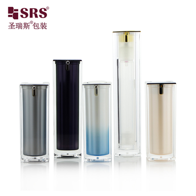 15ml 30ml 50ml लक्जरी कस्टम रंग एक्रिलिक खाली हवा रहित पंप बोतल वर्ग